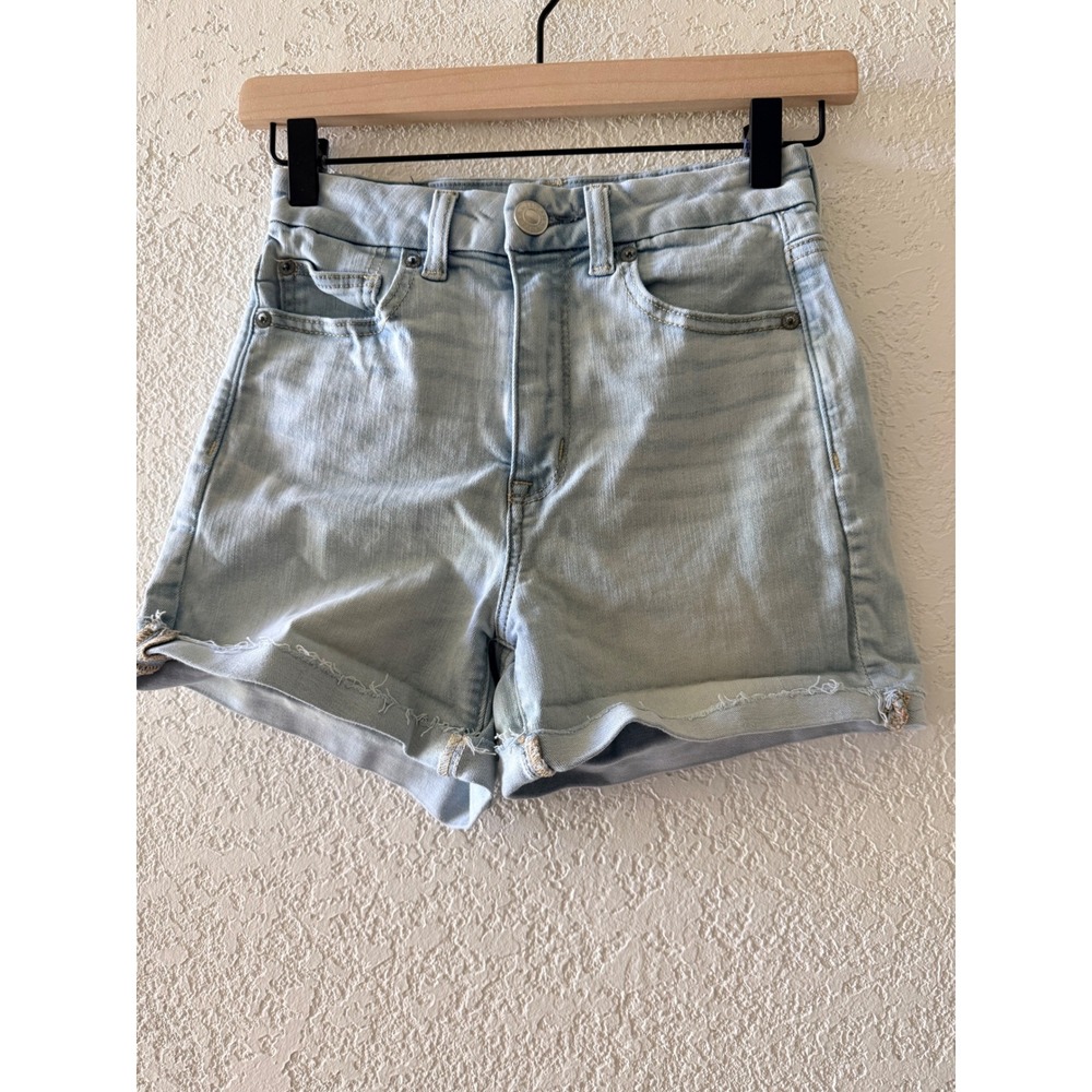 American Eagle Next Level Stretch Light Wash High Waisted Denim Shorts Size 2